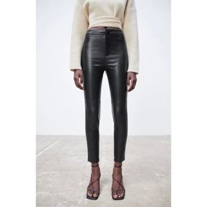 ZARA High Waist Faux Leather Leggings NWT